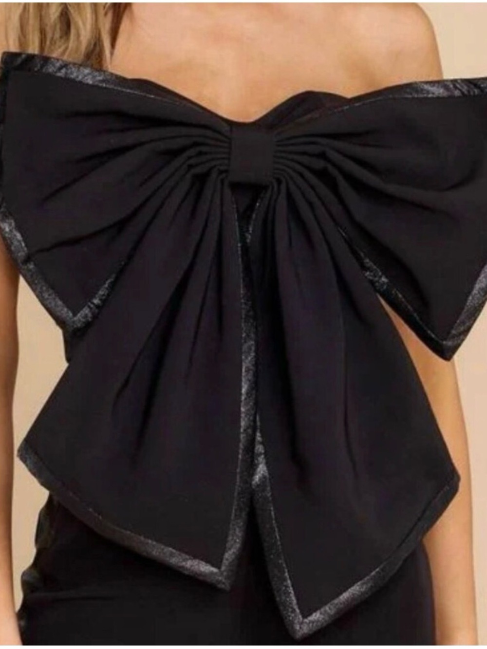 Neubyrne Elegant Black Bow Strapless Top
